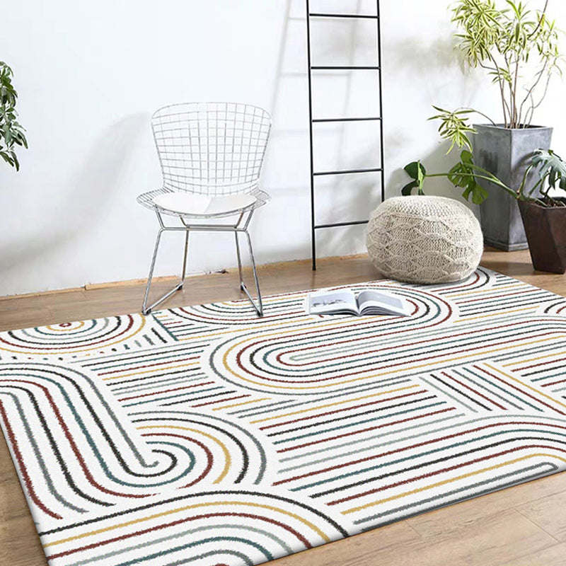 Light gray modern carpet polyester striped pattern washable non-slip backing carpet for living room