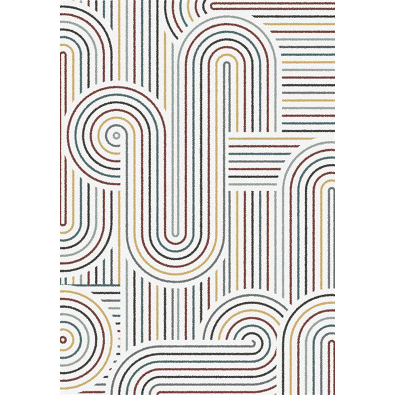 Light gray modern carpet polyester striped pattern washable non-slip backing carpet for living room