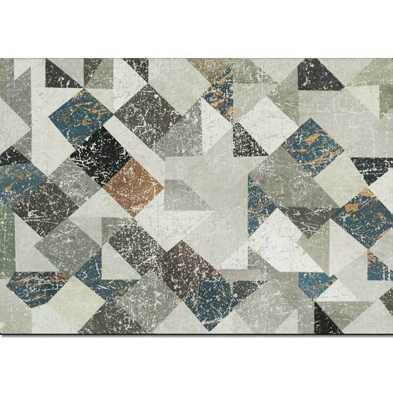 Modern geometric rug gray polyester rug machine washable non-slip backing rug for the bedroom