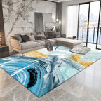 Blue simple carpet polyester abstract rug non-slip back washable rug for the living room