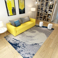 Stylish abstract rug gray and blue casual rug polyester machine washable rug for the living room