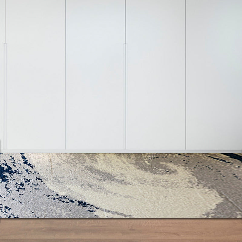 Stylish abstract rug gray and blue casual rug polyester machine washable rug for the living room