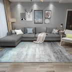 Stylish Ombre Pattern Rug Blue and Grey | Casual Rug Polyester Washable Non-Slip Back Rug for the Living Room