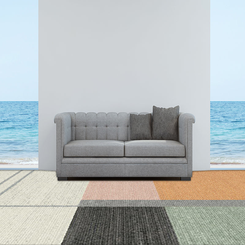 Modern living room rug Multicolor color block print rug Polyester washable non-slip backing rug