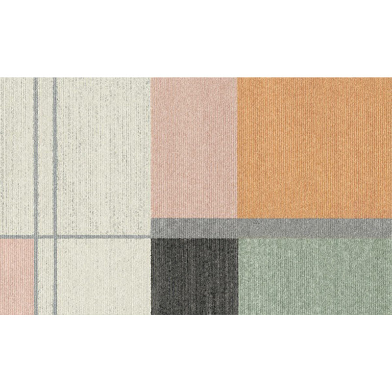 Modern living room rug Multicolor color block print rug Polyester washable non-slip backing rug