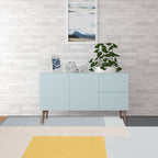 Modern living room rug Multicolor color block print rug Polyester washable non-slip backing rug