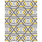 Modern living room rug in white Geometric hexagon diamond pattern rug Polyester Machine washable Pet-friendly rug