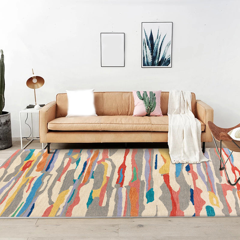 Unique watercolor patterned rug Multicolor novelty rug Polyester washable non-slip backing rug for living room