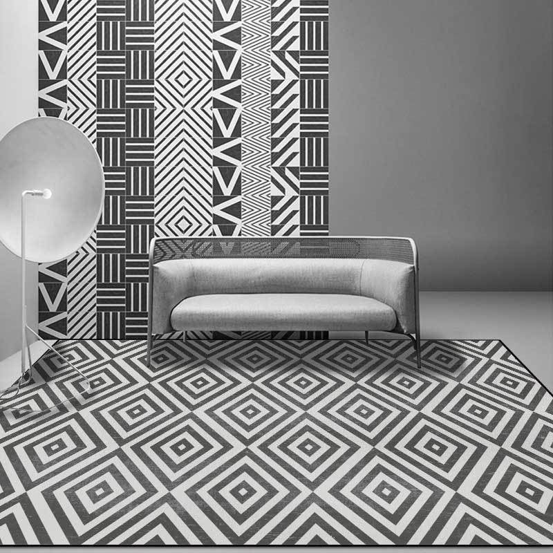 Casual geometric pattern rug gray contemporary rug polyester washable non-slip backing rug for the living room