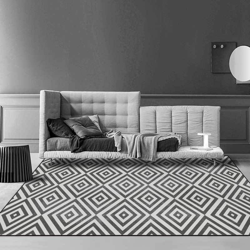 Casual geometric pattern rug gray contemporary rug polyester washable non-slip backing rug for the living room