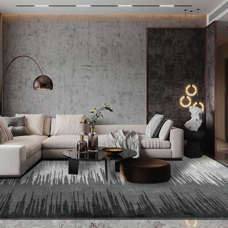 Modern living room rug Gray abstract color body line pattern rug Polyester washable rug