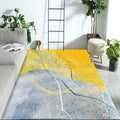 Contemporary abstract color block rug gray and yellow polyester rug washable non-slip backing rug for the living room