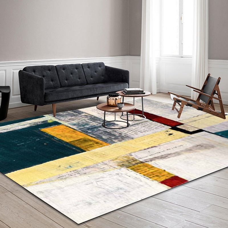 Multicolor Casual Rug Polyester Abstract Rug Washable Rug for the Bedroom