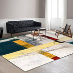 Multicolor Casual Rug Polyester Abstract Rug Washable Rug for the Bedroom