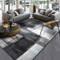 Simple Brush Stroke Printed Carpet Black and Gray Modern Carpet Polyester Washable Non-Slip Back Carpet for the Living Room