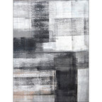 Simple Brush Stroke Printed Carpet Black and Gray Modern Carpet Polyester Washable Non-Slip Back Carpet for the Living Room