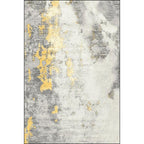 Stylish Abstract Rug White and Gold Casual Rug Polyester Washable Non-Slip Bottom Carpet for Living Room