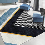 Modern living room rug colorful color block small check pattern rug polyester machine washable stain-resistant rug