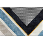 Modern living room rug colorful color block small check pattern rug polyester machine washable stain-resistant rug