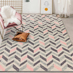 Brown bedroom carpet Modern geometric chevron pattern carpet Polyester machine washable non-slip carpet