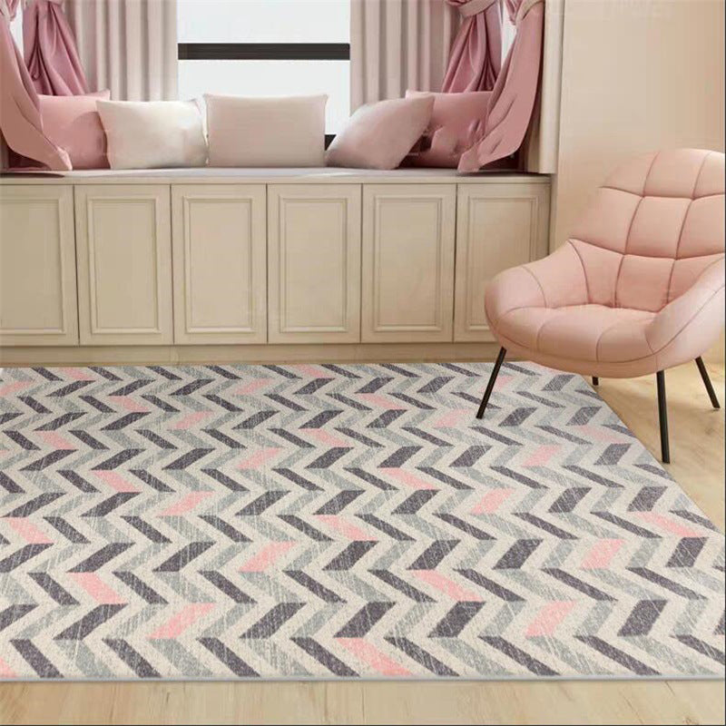 Brown bedroom carpet Modern geometric chevron pattern carpet Polyester machine washable non-slip carpet