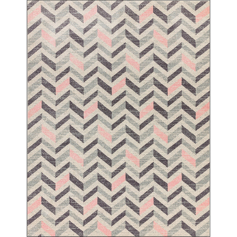 Brown bedroom carpet Modern geometric chevron pattern carpet Polyester machine washable non-slip carpet