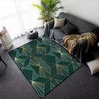 Nordic Modern Rug in Turquoise Geometric Rhombus Pattern Rug Polyester Machine Washable Rug for Home Decor
