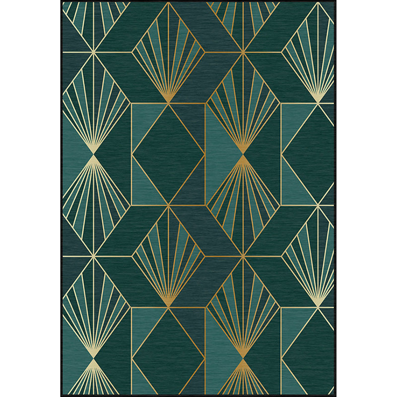 Nordic Modern Rug in Turquoise Geometric Rhombus Pattern Rug Polyester Machine Washable Rug for Home Decor