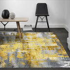 Industrial abstract carpet gray and gold polyester carpet washable non-slip back carpet for bedroom