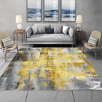 Industrial abstract carpet gray and gold polyester carpet washable non-slip back carpet for bedroom