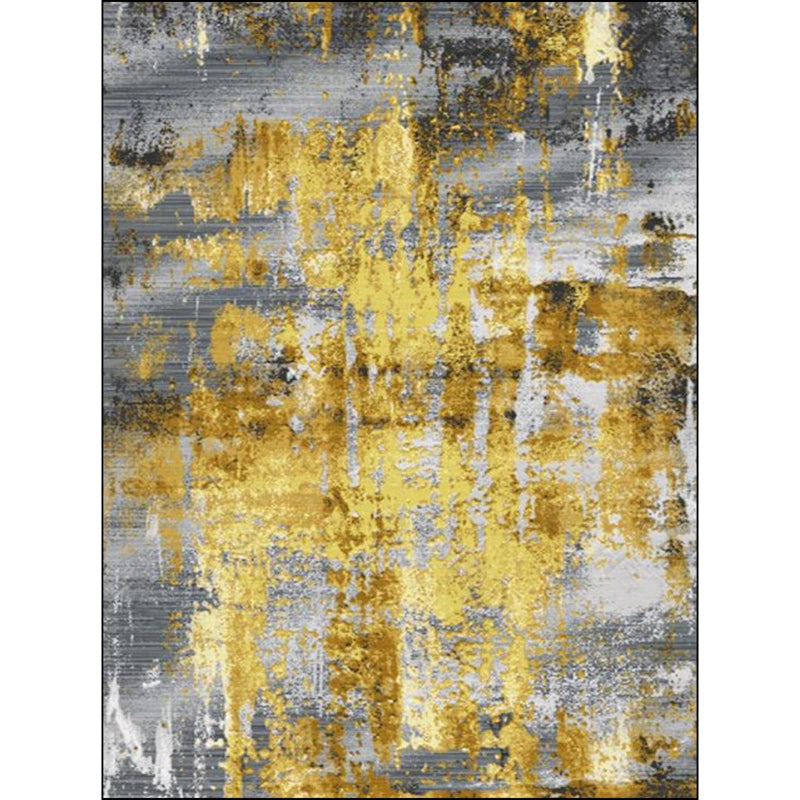 Industrial abstract carpet gray and gold polyester carpet washable non-slip back carpet for bedroom