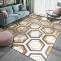 Casual Geometric Pattern Rug Gray and Yellow Modern Rug Polyester Washable Dryer Non-slip Back Rug for the Living Room