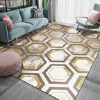Casual Geometric Pattern Rug Gray and Yellow Modern Rug Polyester Washable Dryer Non-slip Back Rug for the Living Room