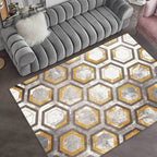 Casual Geometric Pattern Rug Gray and Yellow Modern Rug Polyester Washable Dryer Non-slip Back Rug for the Living Room