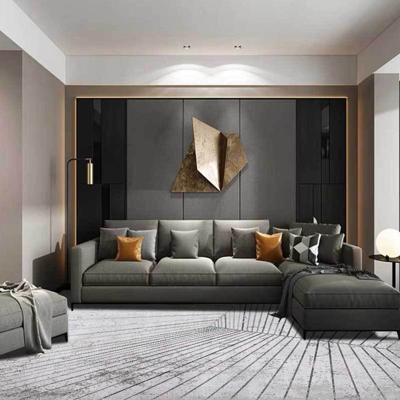Casual striped rug Gray Polyester rug Machine washable Non-slip backing Rug for bedroom