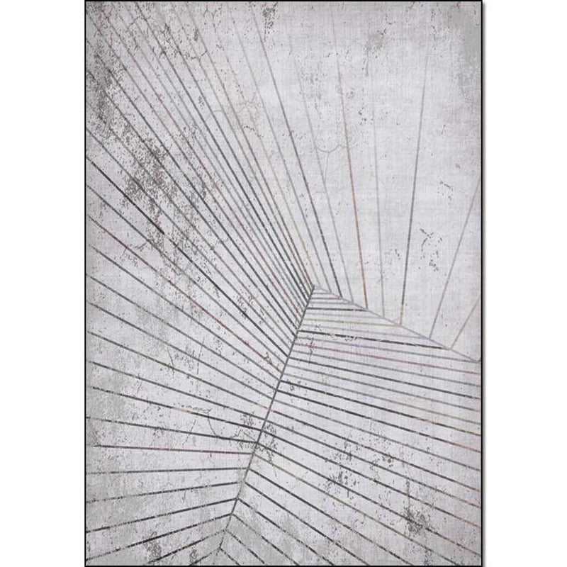 Casual striped rug Gray Polyester rug Machine washable Non-slip backing Rug for bedroom