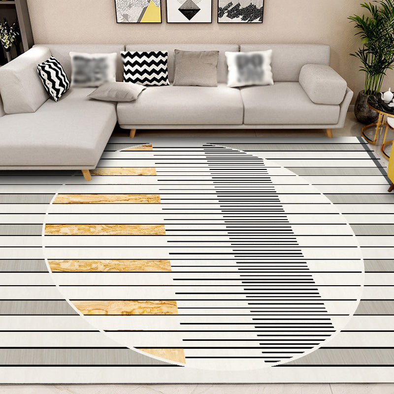 Gray novelty carpet polyester striped pattern carpet washable non-slip backing carpet for living room