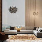 Brown Nordic Carpet Polyester Checkered Pattern Carpet Machine Washable Non-Slip Back Carpet for Living Room