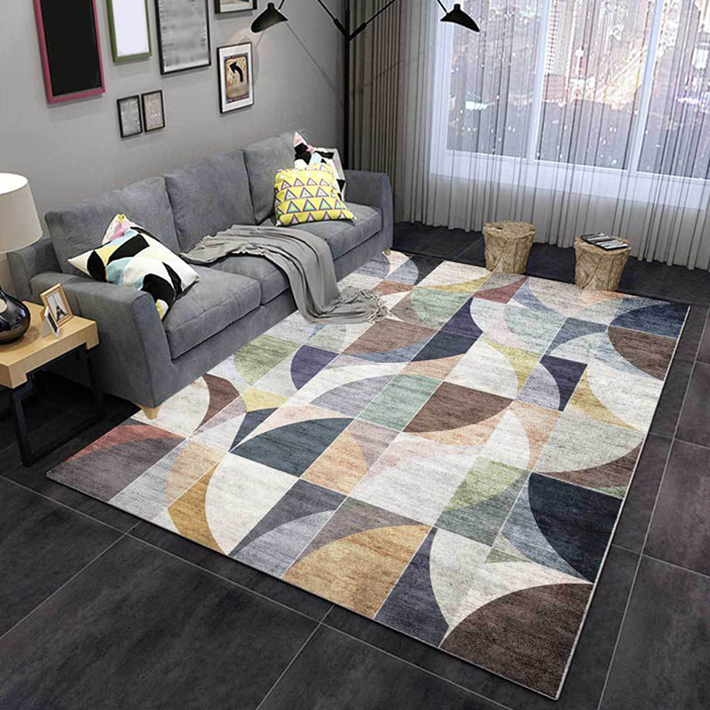 Stylish color box geometric pattern rug multicolor novelty rug polyester washable non-slip rug for the living room