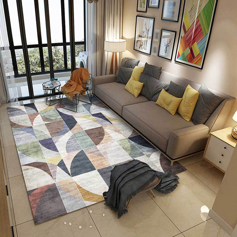 Stylish color box geometric pattern rug multicolor novelty rug polyester washable non-slip rug for the living room