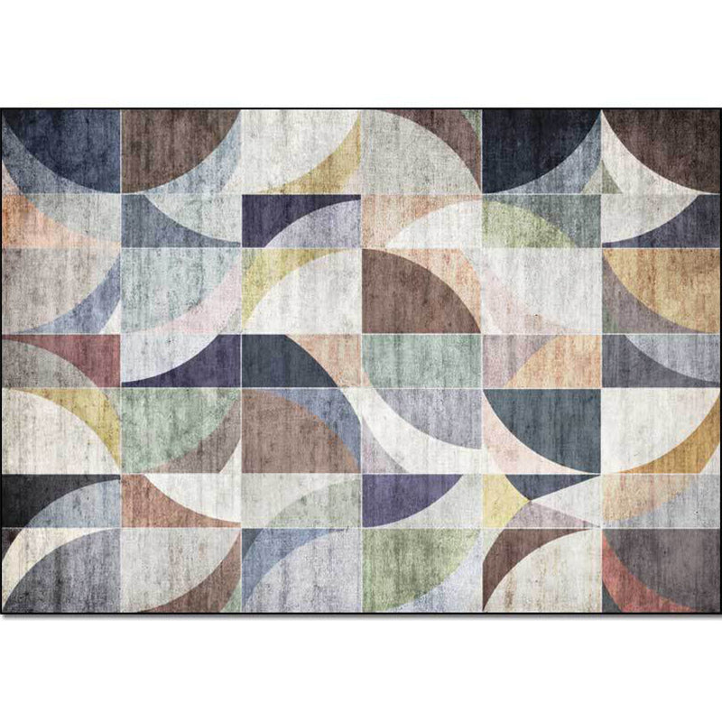 Stylish color box geometric pattern rug multicolor novelty rug polyester washable non-slip rug for the living room