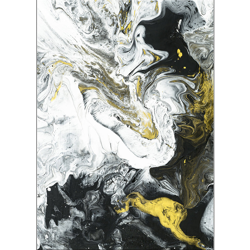 Scandinavian modern rug in black-and-white abstract paint print rug polyester washable rug for home decor