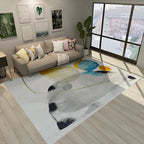 Unique abstract rug gray and yellow casual rug polyester washable rug for the bedroom