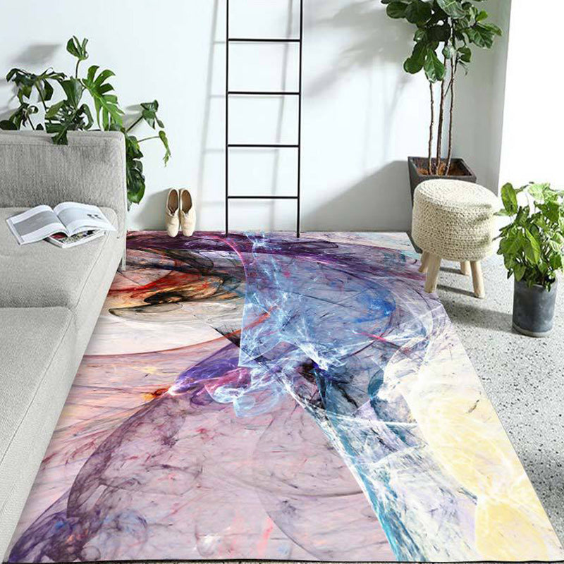 Funky Abstract Rug Purple Simple Rug Polyester Washable Non-slip Mat Rug for Bedroom