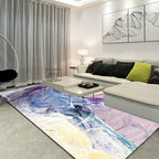 Funky Abstract Rug Purple Simple Rug Polyester Washable Non-slip Mat Rug for Bedroom