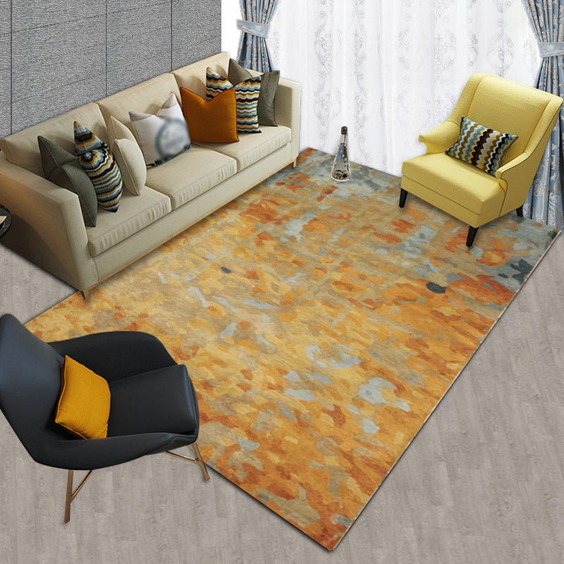 Funky Abstract Rug Orange Casual Rug Polyester Washable Rug for the Bedroom