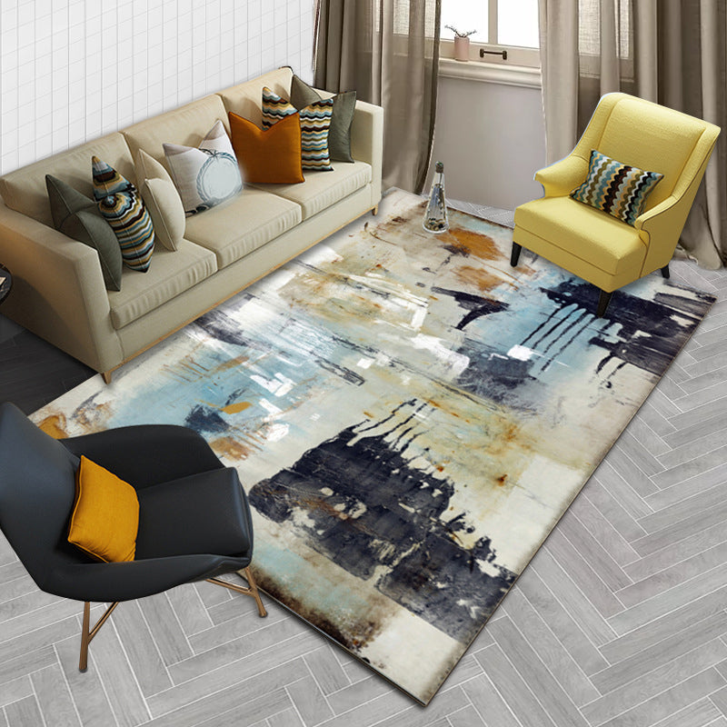 Unique watercolor pattern rug Beige casual rug Polyester washable rug for the bedroom