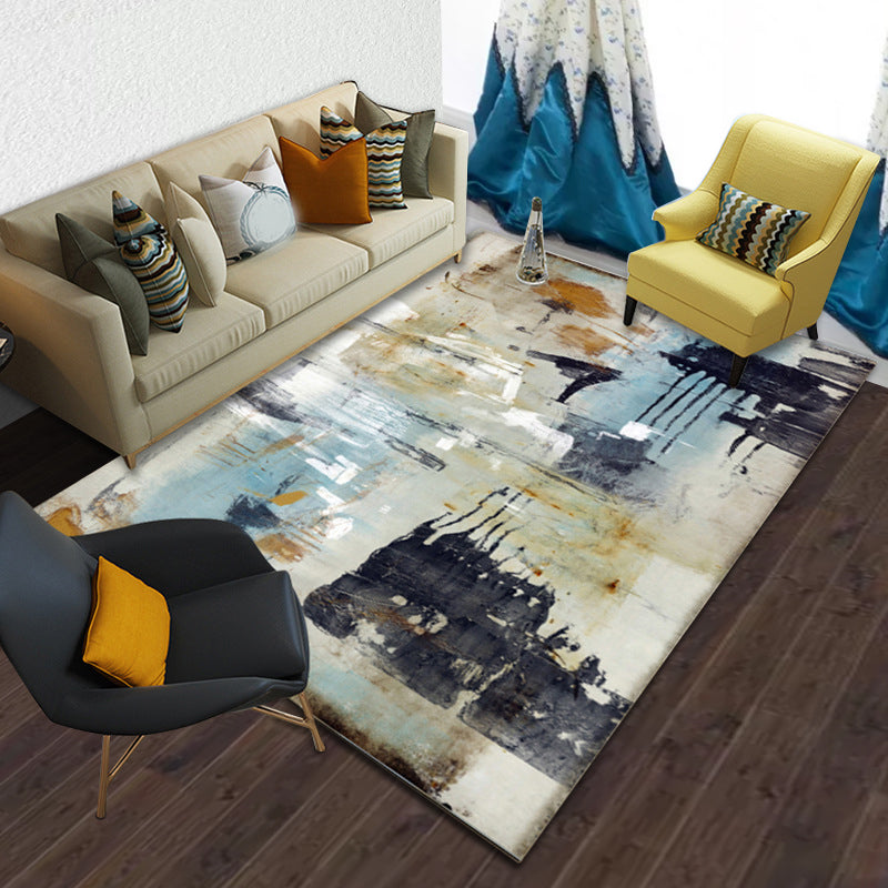 Unique watercolor pattern rug Beige casual rug Polyester washable rug for the bedroom