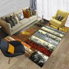 Contemporary Abstract Color Block Rug Multicolored Polyester Rug Washable Rug for the Living Room