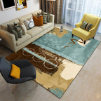 New Abstract Carpet Blue and Brown Polyester Carpet Washable Carpet for the Living Room